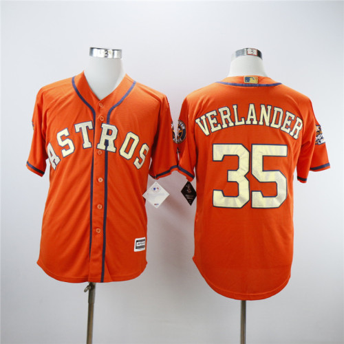 Houston Astros 35 Justin Verlander Baseball Jersey Orange Fans Word Champion Edition