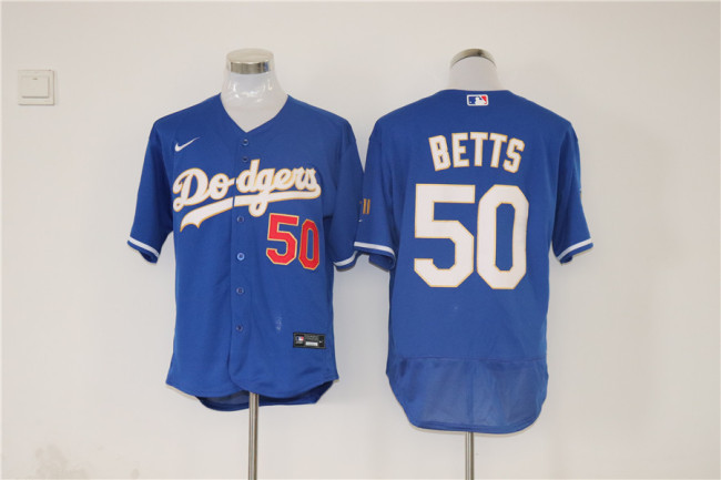 Nike Los Angeles Dodgers 50 Mookie Betts Baseball Jersey Blue Five crown Edition