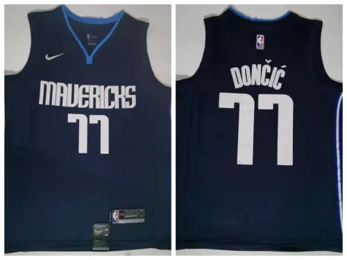 Nike Dallas Mavericks 77 Luka Doncic Basketball Jersey Navy Blue