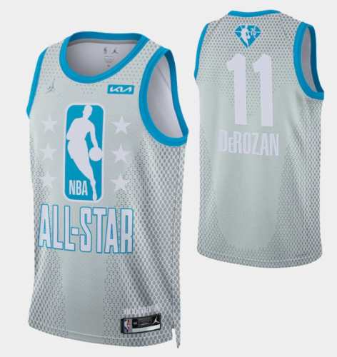 All star Jordan Chicago Bulls 11 DeMar DeRozan Basketball Jersey Gray