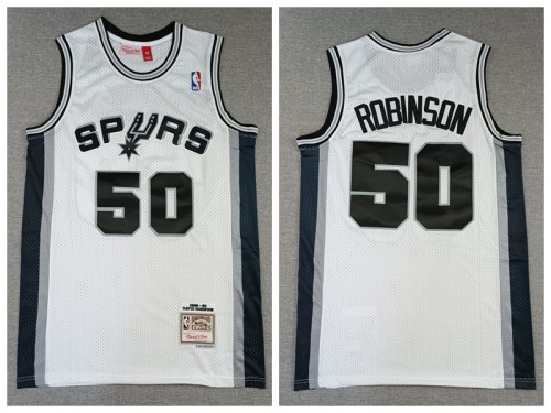 San Antonio Spurs  50 Glenn Robinson Basketball Jersey White Retro