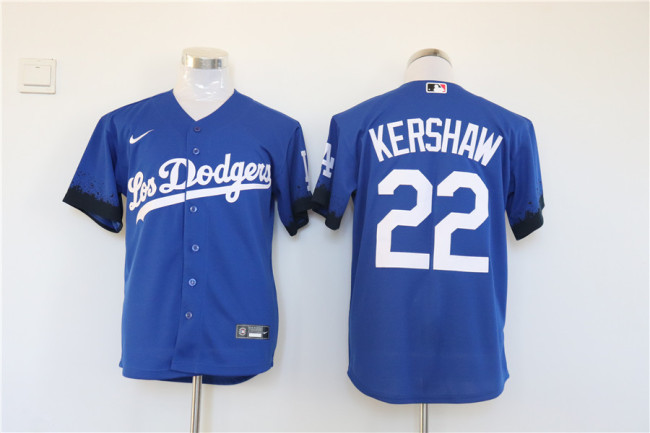 Nike Los Angeles Dodgers 22 Clayton Kershaw Baseball Jersey Blue City Edition