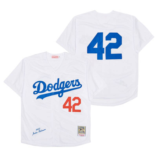 Los Angeles Dodgers 42 Jackie Robinson Baseball Jersey White Retro
