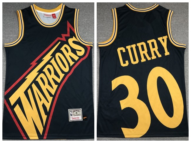 Golden State Warrior 30 Stephen Curry Basketball Jersey Black M & N bigface printing