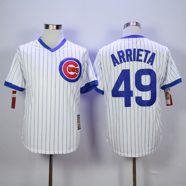 Chicago Cubs 49 Jake Arrieta Baseball Jersey White Retro