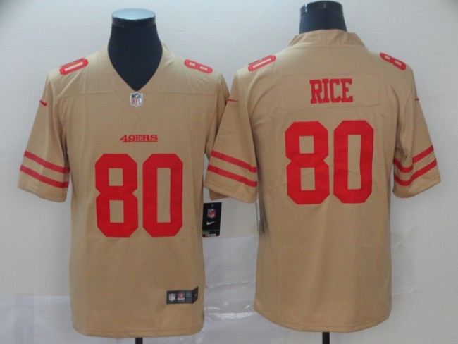 San Francisco 49ers 80 Jerry Rice Football Jersey Legend Beige