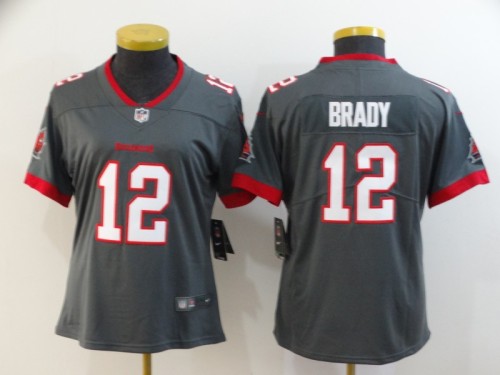 Women Tampa Bay Buccaneers 12 Tom Brady Football Jersey Legend Gray