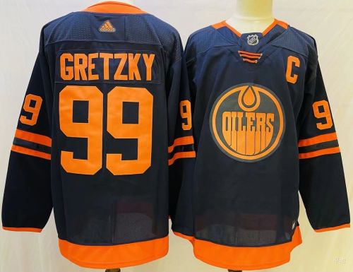 Adidas Classic Edmonton Oilers 99 Wayne Gretzky Ice Hockey Jersey Deep Blue