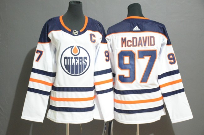 Women Adidas Classic Edmonton Oilers 97 Connor McDavid Ice Hockey Jersey White