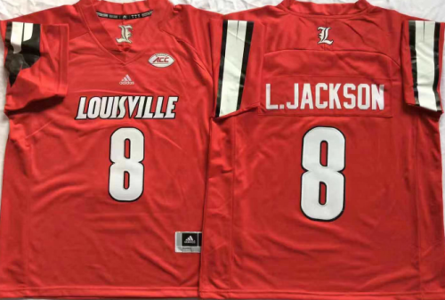 Louisville Cardinals 8 Lamar Jackson College Football Jersey Red