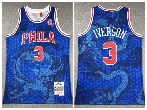 Philadelphia 76ers the Year of the Loong 3 Allen Iverson Basketball Jersey Blue