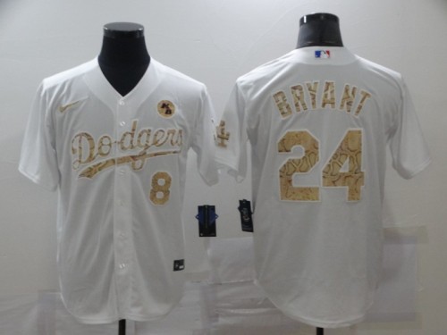 Nike Los Angeles Dodgers KB Patch 8 and 24 Kobe Bryant Baseball Jersey White Dodge fashion fans