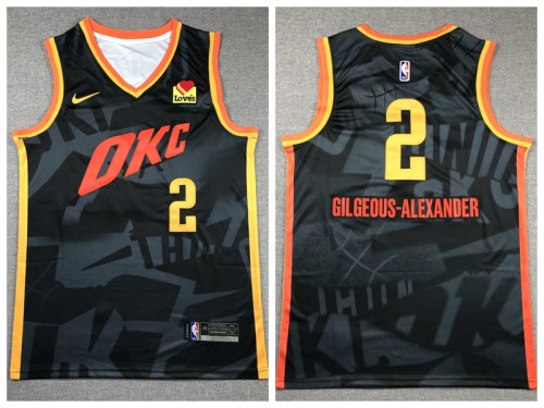 Nike Oklahoma City Thunde 2 Shai Gilgeous-Alexander Basketball Jersey Black City Edition