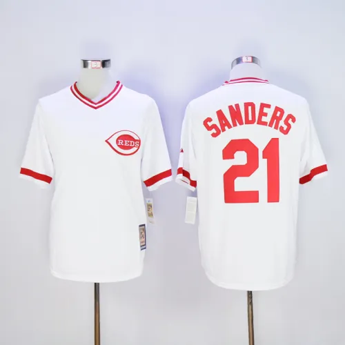Cincinnati Reds 21 Deion Sanders Baseball Jersey White Retro