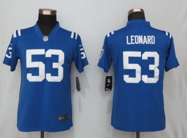 Women Indianapolis Colts 53 Darius Leonard Football Jersey Legend Blue