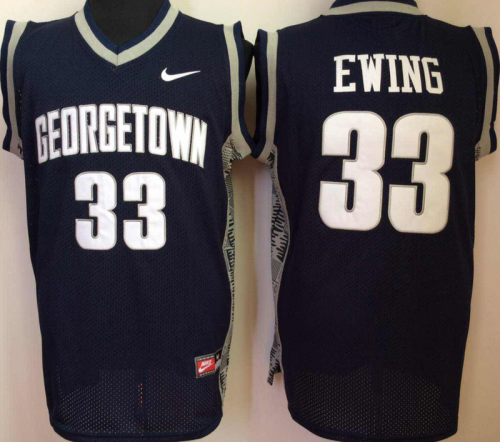 2017-2018 Georgetown Hoyas 33 Patrick Ewing College Basketball Jersey Navy Blue