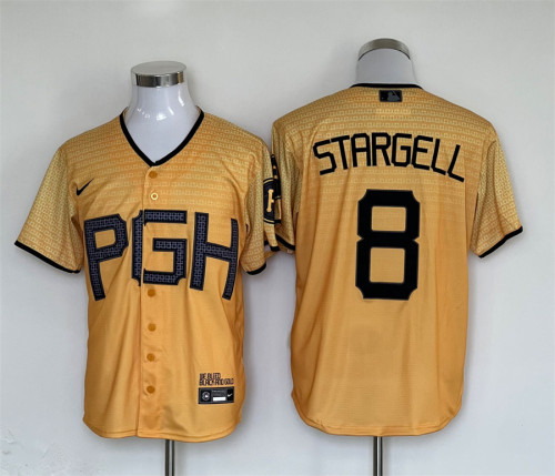 Nike Pittsburgh Pirates 8 Willie Stargell Baseball Jersey Yellow