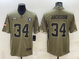 Oakland Raiders 34 Bo Jackson Football Jersey salute