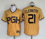 Nike Pittsburgh Pirates 21 Roberto Clemente Baseball Jersey Yellow
