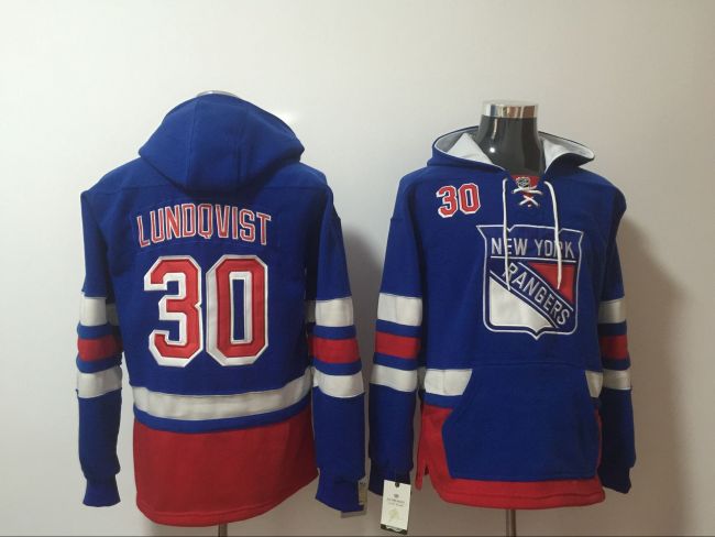 Classic New York Rangers 30 Henrik Lundqvist Ice Hoodies Hockey Jersey Blue