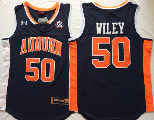 Auburn Tigers 50 Austin Wiley College Basketball Jersey Navy Blue