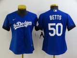 Women Nike Los Angeles Dodgers 50 Mookie Betts Baseball Jersey Blue City Edition