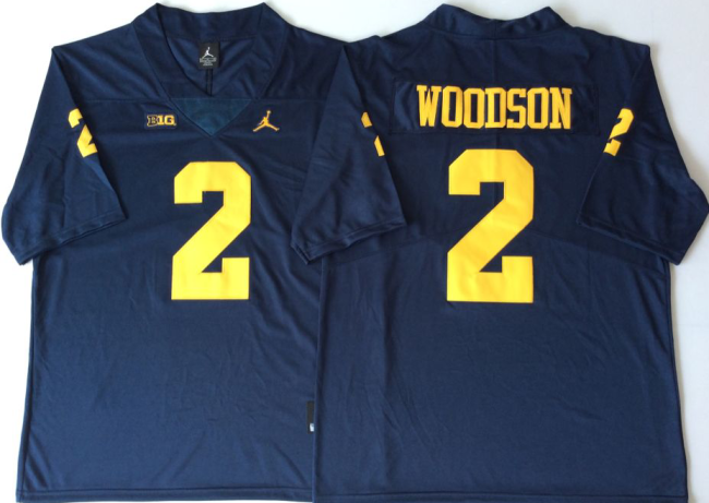 New Jordan Brand Michigan Wolverines 2 Charles Woodson Limited College Football Jersey Navy Blue