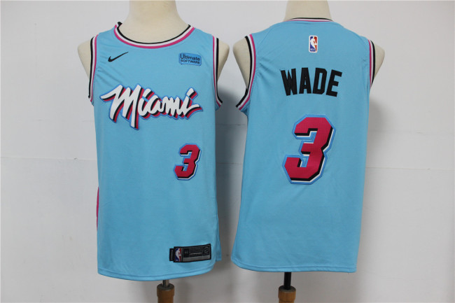 Nike Miami Heat 3 Dwyane Wade Basketball Jersey Blue Playoff Award Edition