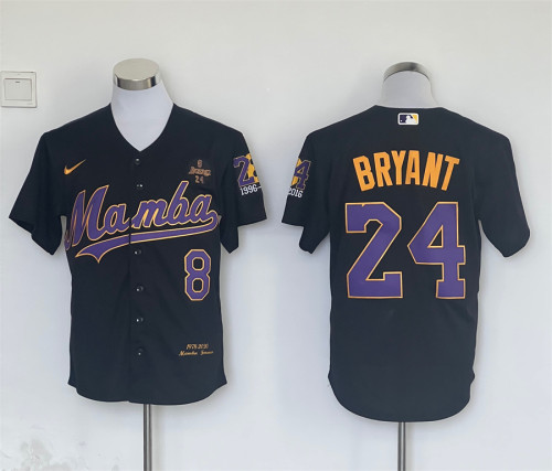 Nike Los Angeles Dodgers 8 and 24 Kobe Bryant Baseball Jersey Black