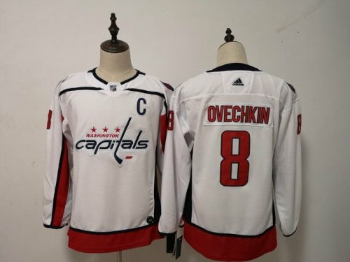 Youth Adidas Classic Washington Capitals 8 Alex Ovechkin Ice Hockey Jersey White