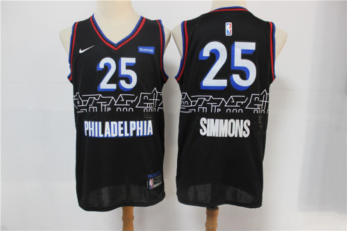 Nike Philadelphia 76ers 25 Ben simmons Basketball Jersey Black City version