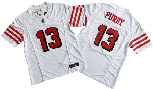 San Francisco 49ers 13 Brock Purdy Football Jersey White Three Dynasties