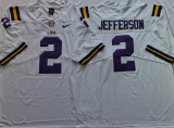 LSU Tigers 2 Justin Jefferson College Limited Football Jersey White