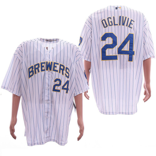 Milwaukee Brewers 24 Ben Oglivie Baseball Jersey White Fans