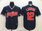 Nike Cleveland indians 12 Francisco Lindor Baseball Jersey Navy Blue Fan