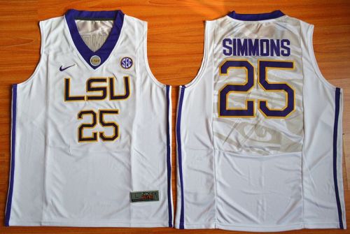 LSU Tigers 25 Ben Simmons College Basketball Jersey White