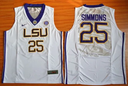 LSU Tigers 25 Ben Simmons College Basketball Jersey White