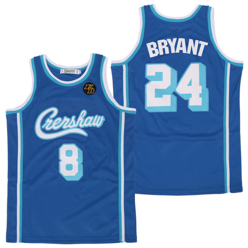 Los Angeles Lakers 8 and 24 Kobe Bryant Basketball Jersey Blue Retro