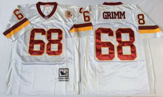 Washington Redskins 68 Russ Grimm Football Jersey White Retro