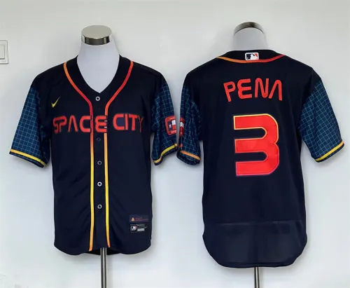 Nike Houston Astros 3 Jeremy Pena Flexbase Baseball Jersey Navy BLue City Edition