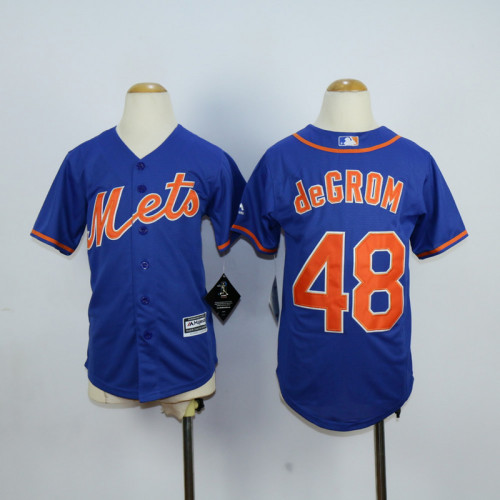 Youth New York Mets 48 Jacob deGrom Baseball Jersey Blue