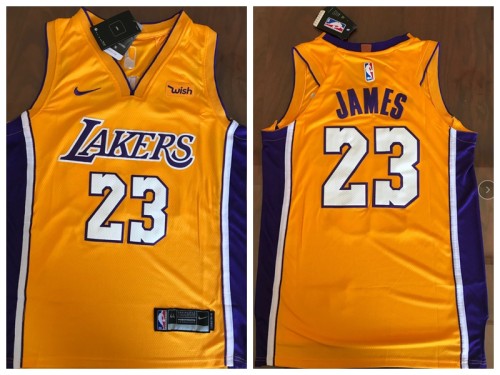 Nike Los Angeles Lakers 23 LeBron James Basketball Jersey Yellow Player