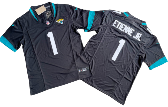 Jacksonville Jaguars 1 Travis Etienne Jr Football Jersey Black Three Dynasties