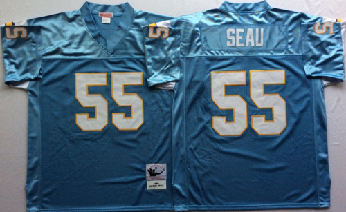 San Diego Chargers 55 Junior Seau Football Jersey Blue Retro