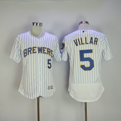 Milwaukee Brewers 5 Jonathan Villar Flexbase Baseball Jersey White