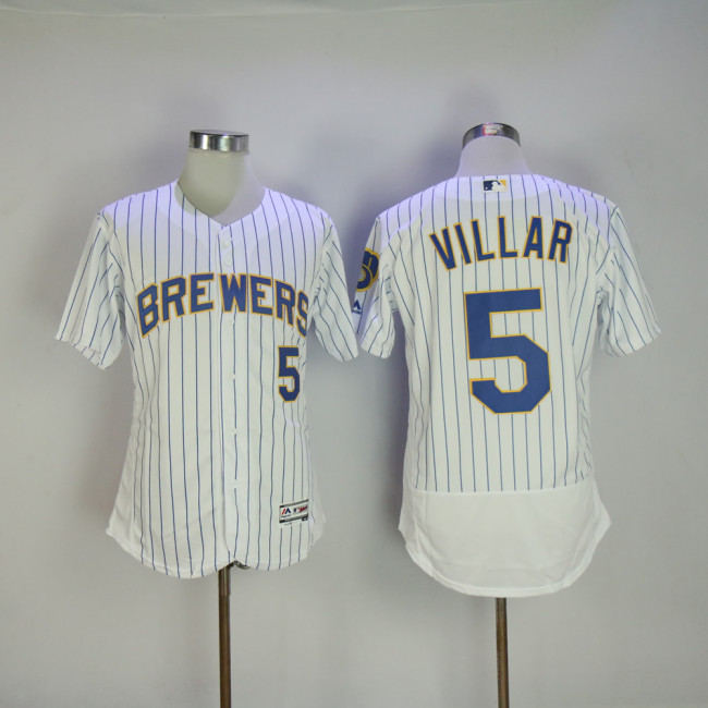 Milwaukee Brewers 5 Jonathan Villar Flexbase Baseball Jersey White