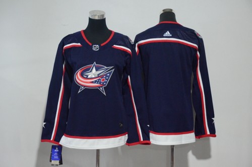 Women Adidas Classic Columbus Blue Jacket Blank Ice Hockey Jersey Navy Blue