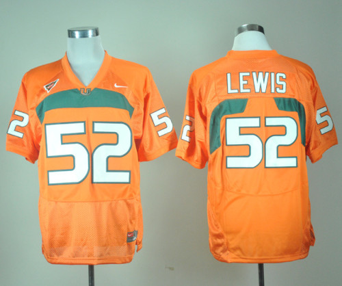 Miami Hurricanes 52 Ray Lewis College Football Jersey Orange