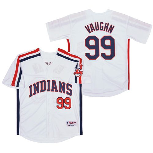 Cleveland indians 99 Rick Vaughn Baseball Jersey White Retro