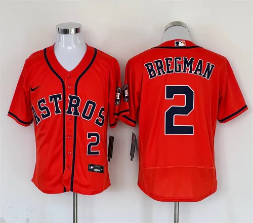 Nike Houston Astros 2 Alex Bregman Flexbase Baseball Jersey Orange